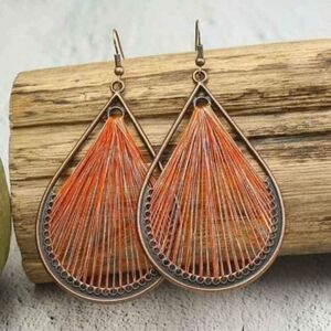Bronze and Orange String Earrings